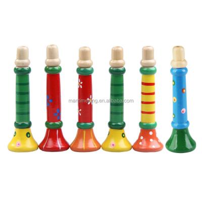 China Colorful Wooden Clarinet Educational Toy Recorder Musical Toys Sound Trumpet Horn Flugelhorn Toys Equip For Children Musical Toy for sale