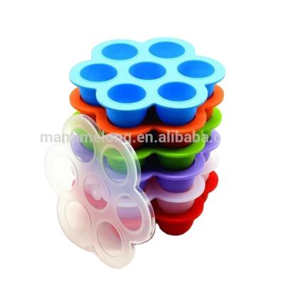 China Durable 7 Lattice Silicone Feeding Bowl For Baby Children Multifunctional Ice Cream Tray Food Storage Container Fresh Box Cake Pudding Mold for sale