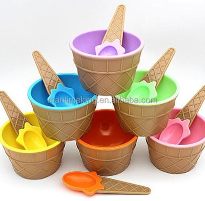 China Viable with a creative cute child ice cream bowl ice cream bowl ice cream spoon plastic bowl for sale