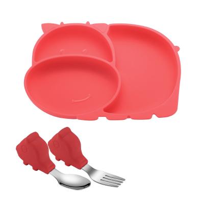 China BPA Full Baby Tableware Set Tasteless Silicone Free Training Divided Feeding Dishes For Kids for sale