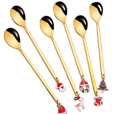 China Sustainable Christmas Party Tableware Ornaments Christmas Decorations Metal Merry Christmas Spoons for sale