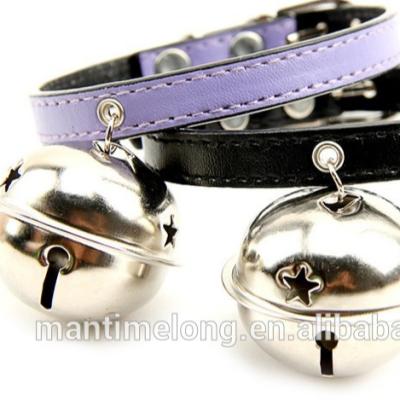 China Sustainable Cute Dog Cat Large Pet Products PU Collars With Bell for sale