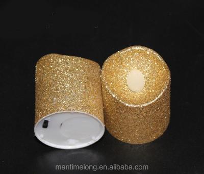 China External wrapped with gold powder and silver electronic LED candles gold color led candle led candle light led candle flameless for sale