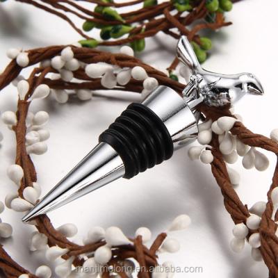 China Non Spill Stainless Steel Love Bird Wine Stopper Bridal Wine Bottle Stopper Wine Pourer Stoppers for sale