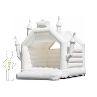 China Bouncer Outdoor White Wedding PVC Blue Springs , Inflatable Jumping Bouncy Castle For Wedding for sale