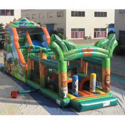 China Environmental Protection Blue Springs Inflatable Obstacle Course , Inflatable Jungle Obstacle Challenge Slide for sale