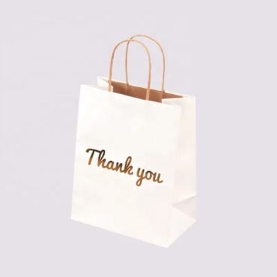 China Recyclable White / Brown / Black Kraft Paper Bags With Handle Thank You Kraft Paper Bags Thank You for sale