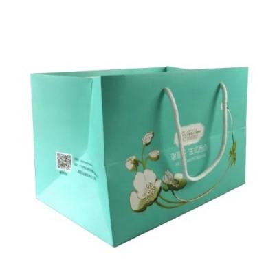 China Recyclable High End Cake Square Customized Paper Bag Packaging Color Wide Base Paper Bags for sale