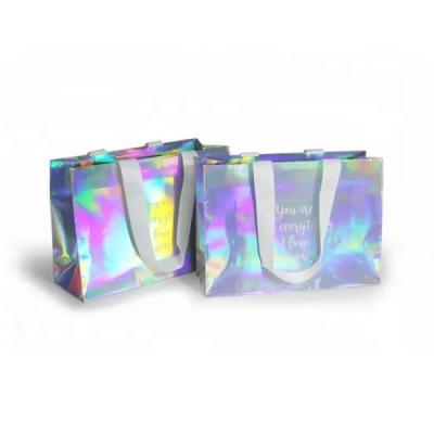 China Custom Personalized Laser Printed Logo Recyclable Hair Packaging Bags Hologram Luxury Paper Fancy Paper Bag for sale