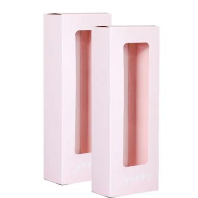 China Recyclable Pink Custom Gift Boxpaper Gift Box With Ivory Window PVC Paper Box for sale