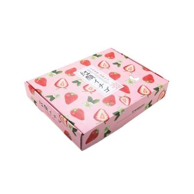 China Strawberry Recyclable Cardboard Corrugated 2 To 3 Kg Large Pink Express Basket Boutique Gift Box for sale