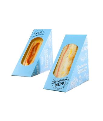 China Bio-degradable Baking Packaging Single Triangle With Transparent Window Sandwich Craftpaper Big Box With Logo Packaging for sale