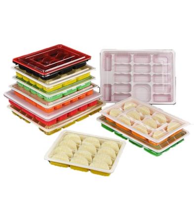 China Recyclable Dumpling Commercial One Time Lunch Box Disposable Bento Box Lunch Box 3 Compartment Disposable Lunch Box for sale