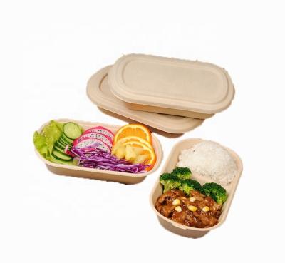 China Biodegradable Degradable Pulp Take Out 2 Compartment Biodegradable Paper Lunch Box Takeout Paper Box for sale