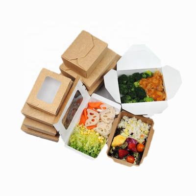 China Environmental Protection Molding Lunch Box Biodegradable Disposable Paper Lunch Box With Window Take Out Brown Kraft Paper Food Bowl for sale