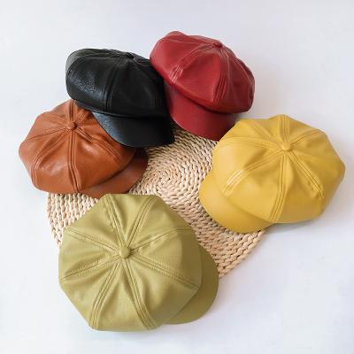 China Keep Warm In Winter Leather Children's Fashion Style Kids Beret Hats Caps And Hats for sale