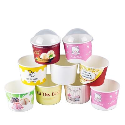 China Disposable Paper Cup Ice Cream Food Grade 5oz Biodegradable Ice Cream Packaging Disposable Eco Friendly Paper Cups With Lid Spoon for sale