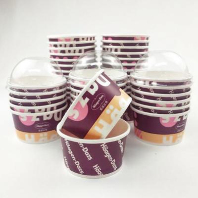 China Factory Price 100% Disposable Biodegradable Packaging Ice Cream Disposable Eco Friendly Paper Cups With Lid Spoon for sale