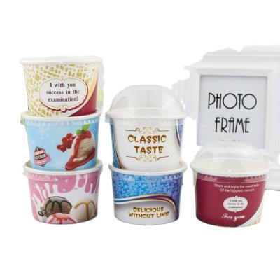 China Factory Price 100% Disposable Biodegradable Packaging Ice Cream Disposable Eco Friendly Paper Cups 3oz With Lid Spoon for sale