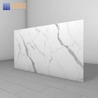 China 12mm Modern High Quality Glossy White Porcelain Quartz Stone Slab Gray Veins Engineered Agglomerated Stone for sale