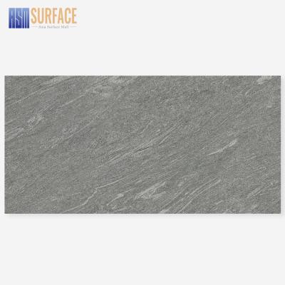 China 12 Mm Thick Modern Dark Gray Porcelain Quartz Slab Large Slab Engineered Agglomerated Stone for sale