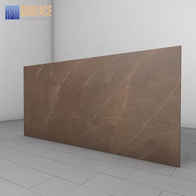 China Large Modern Slab Brown Porcelain Stone Slab Engineered Shiny Agglomerated Stone for sale