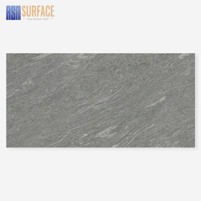 China 12 Mm Thick Modern Dark Gray Porcelain Quartz Slab Large Slab Engineered Agglomerated Stone for sale