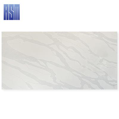 China Modern high quality gray stone engineered quartz slab kitchen countertops large vein calacatta slab quartz slab for sale