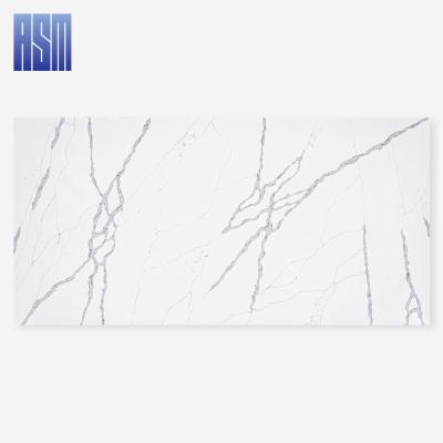 China Modern high quality artificial calacatta quartz stone engineered large quartz slab for kitchen for sale