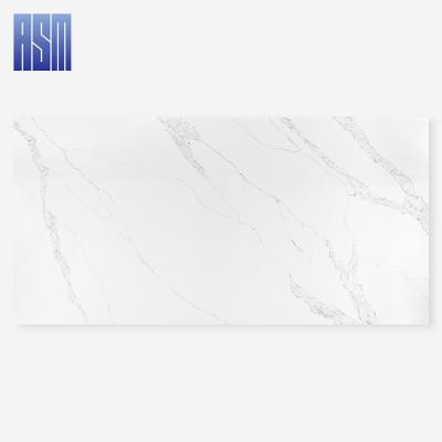 China Modern artificial white gray vein stone quartz calcatta maker large quartz slab for sale