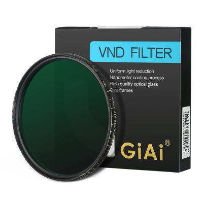 China GiAi Waterproof ND2-ND400 1-9 Stops Variable ND Filter Neutral Density 82mm 77mm 67mm for sale