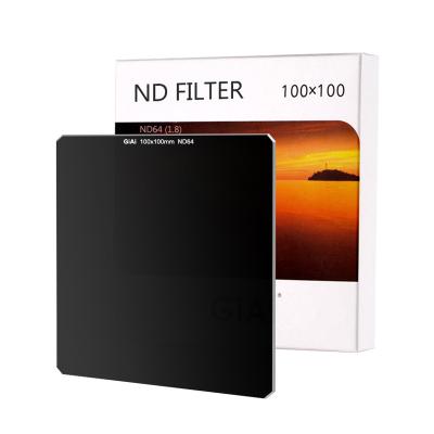 China Waterproof Multi Coating ND64 Filter 100x100mm GiAi Density Waterpoof Camera Neutral Filter for sale