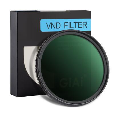 China GiAi Waterproof No Dark ND Filter Camera X Stops Variable ND8-128 3-7 ND Filter 67mm 72mm 77mm 82mm for sale