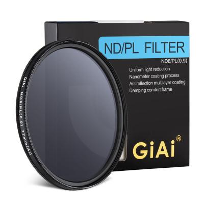 China Light Reduction and Remove Unwanted Light GiAi 3/4/6/10 Stop Light Reduction 77mm ND8/16/64/1000 and FULL Filter 2in1 Camera ND Filter for sale