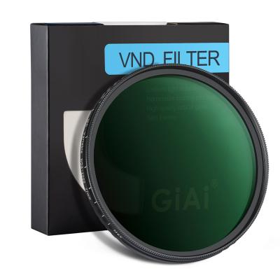 China Waterproof Neutral Density Camera GiAi ND8-2000 Variable ND Filter 67mm 72mm 77mm 82mm for sale