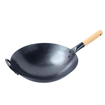 China Chinese Kitchenware Craft Hammered Cooking Chinese Handmade Carbon Wok Pan for sale