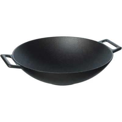 China Sustainable Hot Selling 30 Inch Cast Iron Traditional Wok Pan With Ear Handles for sale