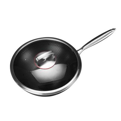 China Viable Healthy Cheap Small Cook Black Wok Pan With Stainless Steel Handle for sale