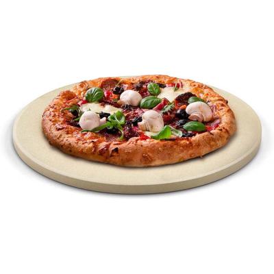 China Sustainable Pizza Stone With Round Skin Cordierite Pizza Stone For Outdoor Baking Or Picnic for sale