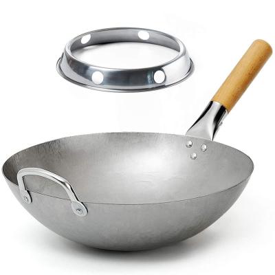 China Sustainable OE 12 Piece Cookware Set Carbon Steel Wok Utensils With Wooden Handle for sale