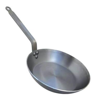 China Silver Frying Pan With Steel Riveted Handle Of 3.0mm Thickness Viable Carbon Steel for sale