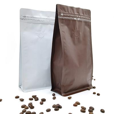 Cina Custom Solid Coffee Bean Bag Flat Bottom Moisture Proof Pouch With Zipper And Valve Side Seal Foil Packaging Bags in vendita