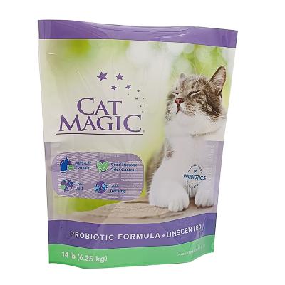 中国 14lb Moisture Proof Standing Sealing Plastic Pouch 3 Side Window Cat Litter Packaging Bag With 販売のため