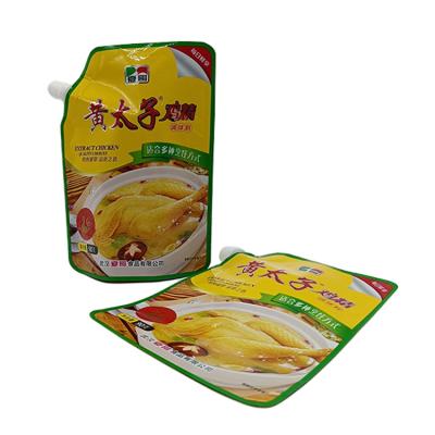 中国 Custom Moisture Proof Chicken Gasoline Seasoning Printed Bag Holder Up Pouch With Corner Spout 販売のため