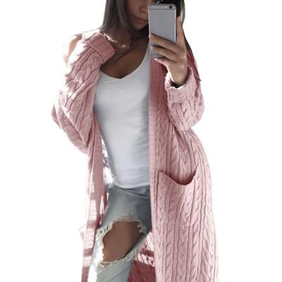 China 2021 new design Anti-wrinkle sheath long double pocket full body twist cardigan sweaters wholesale for sale