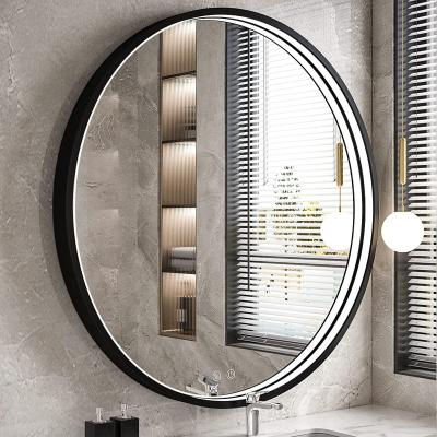 China Bright Hanging Bathroom Led Wall Light Mirror Smart Round Framed Mirror With Led Light For Makeup for sale