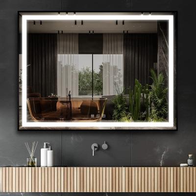 China Luminous Xiaoke Led Light Touch Sensor Switch Bathroom Led Smart Mirror Wall Hotel Fog Light Mirror Clock for sale