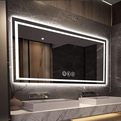 China XK 3 Color Hotel Bright Variable Smart Mirror Led Modern Rectangle Led Touch Sensor Switch Mirror for sale