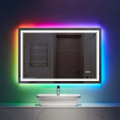 China 2023 Best Selling Lighted Bathroom Mirror RGB Fogproof Waterproof Color Changing Led Mirror for sale