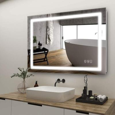 China 20x28 Inch LED Illuminated Smart Bathroom Mirror With Lights 3 Hanging Modes Horizontal/Vertical Fog Lights for sale